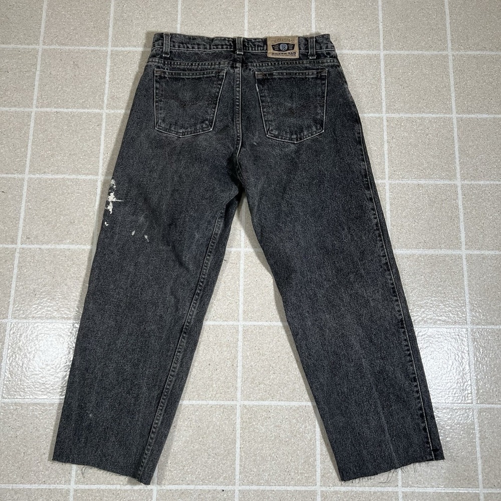 Vintage Levis Silvertab Jeans Mens 30 X 26 Black Denim Made in USA Button Fly